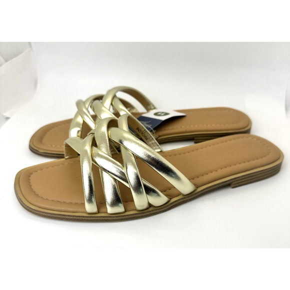 Universal Thread Womens Rian Slide Sandals Gold Summer Beach Comfort Sze 11 - Picture 3 of 16